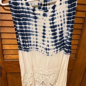 Vintage Havana Blue and‎ White Tie-Dye Top